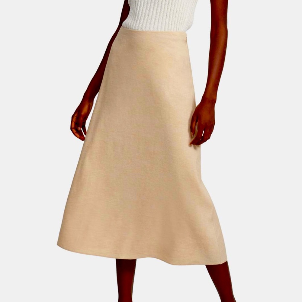 Theory Midi Goody Skirt in Textured Linen